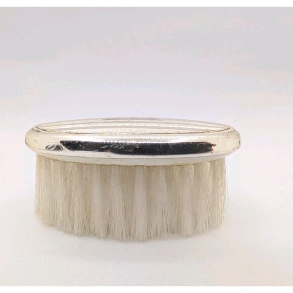 Vintage  baby brush Web Sterling Deco Pinstripe Palm  Bristles Monogram D. B. M - Picture 6 of 10